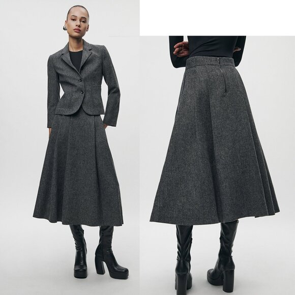 NEW ZARA wool blend midi 8878 skirt size XS